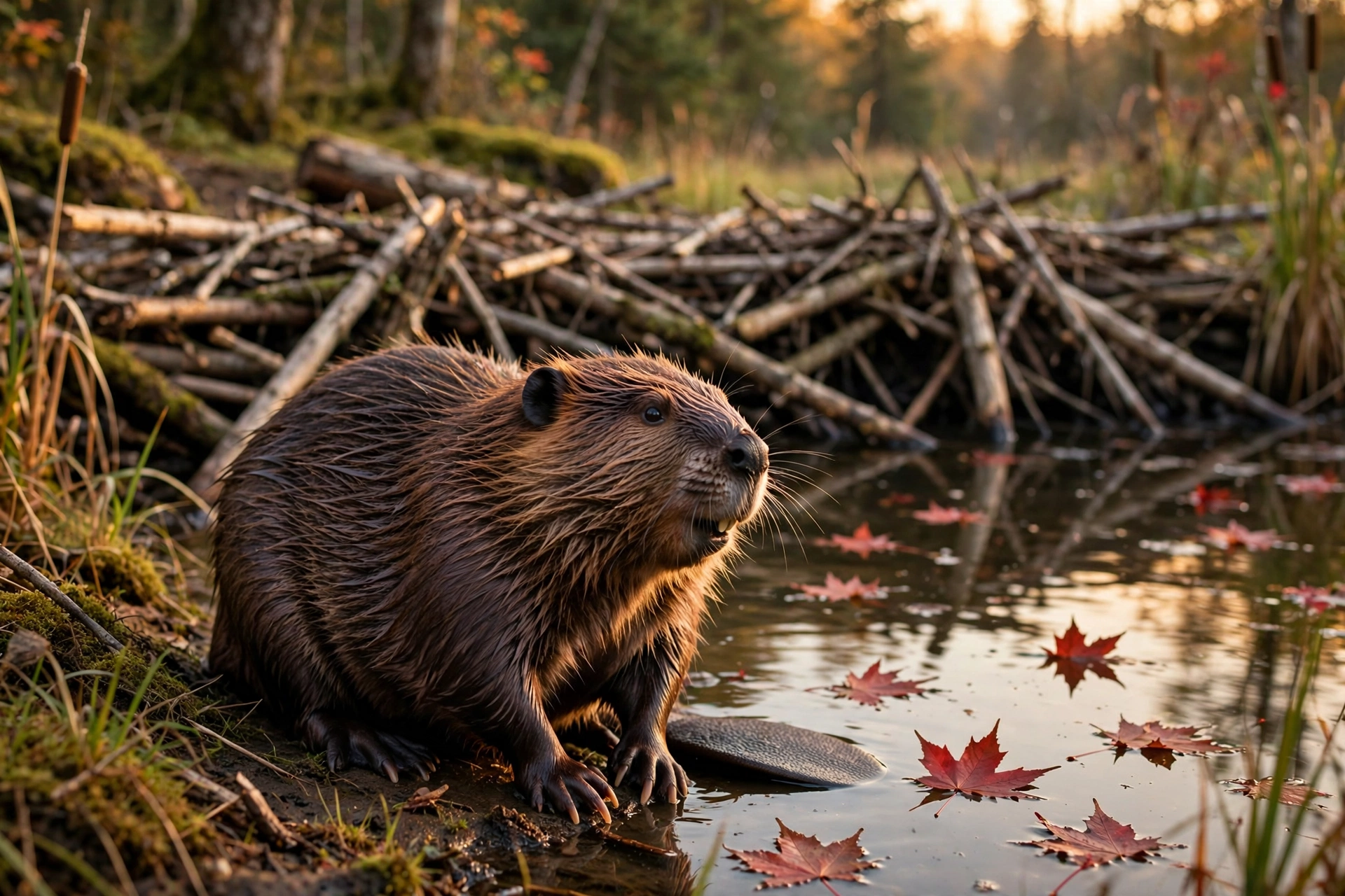 Canadian beaver at work
